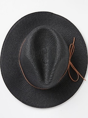 FatFace Black Straw Fedora Hat - Image 2 of 4