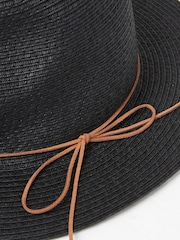 FatFace Black Straw Fedora Hat - Image 3 of 4