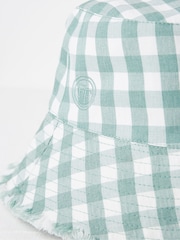 FatFace Green Gingham Bucket Hat - Image 1 of 3