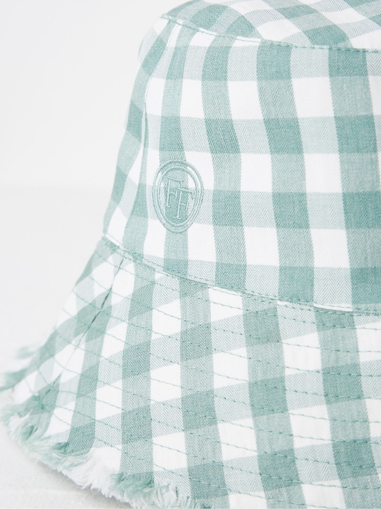 FatFace Green Gingham Bucket Hat - Image 1 of 3