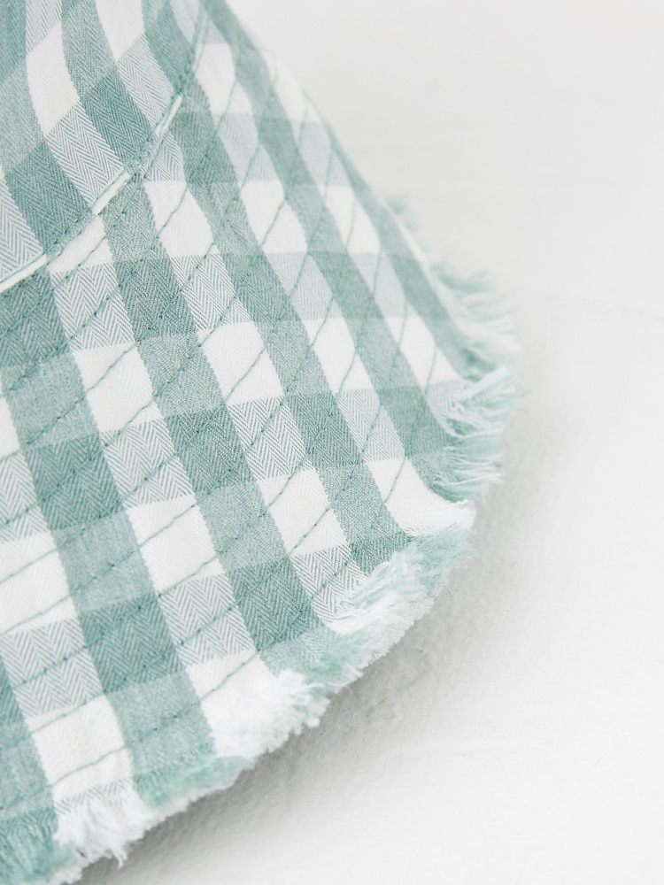 FatFace Green Gingham Bucket Hat - Image 2 of 3