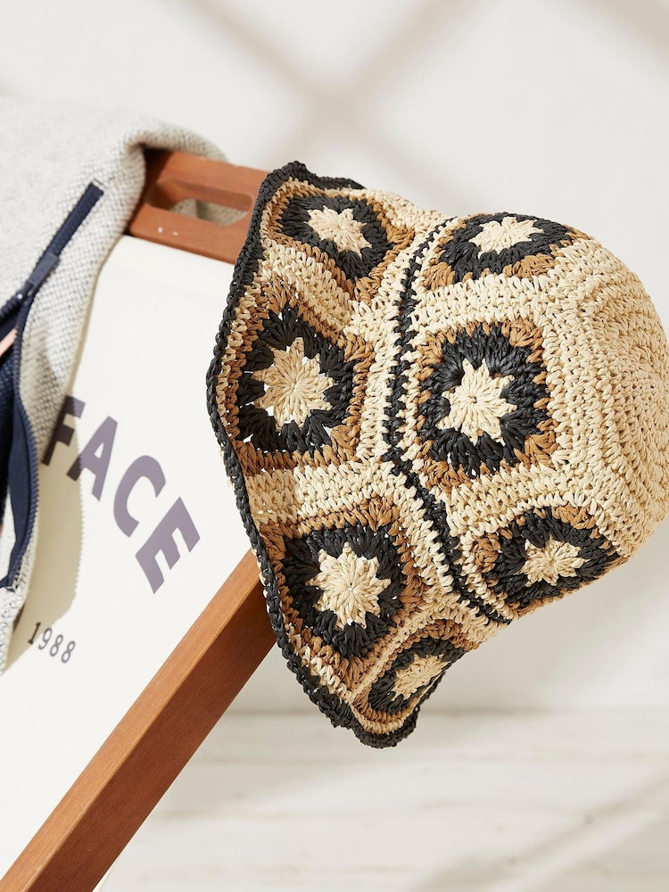 FatFace Natural Crochet Bucket Hat - Image 4 of 4 FatFace Natural Crochet Bucket Hat - Image 4 of 4
