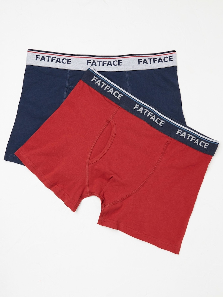 FatFace Red Cotton Boxers 2 Pack - Image 1 of 2 FatFace Red Cotton Boxers 2 Pack - Image 1 of 2