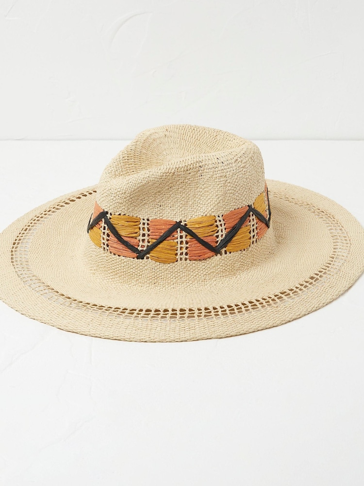 FatFace Natural Straw Fedora Hat - Image 1 of 4 FatFace Natural Straw Fedora Hat - Image 1 of 4