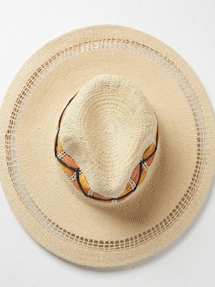 FatFace Natural Straw Fedora Hat - Image 2 of 4 FatFace Natural Straw Fedora Hat - Image 2 of 4