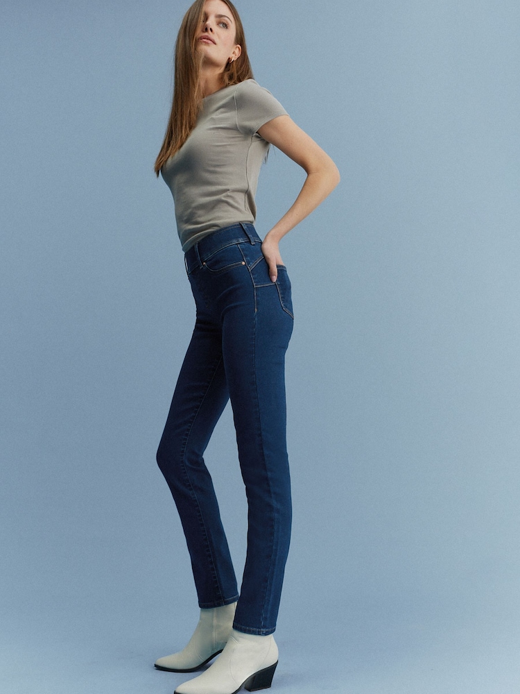 Rinse Blue Super Stretch Soft Sculpt Pull-On Slim Denim Leggings - Image 1 of 6