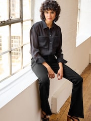Black Press Crease Flared Jeans - Image 2 of 6