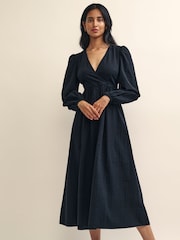 Nobody's Child Martha Wrap Black Midi Dress - Image 3 of 4