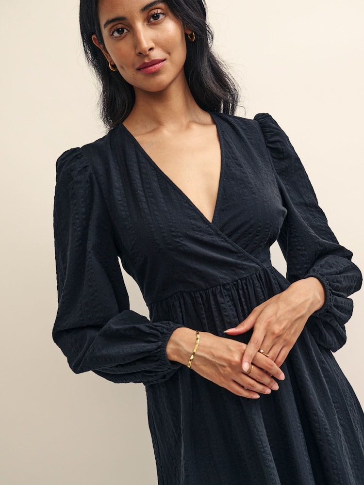 Nobody's Child Martha Wrap Black Midi Dress - Image 4 of 4 Nobody's Child Martha Wrap Black Midi Dress - Image 4 of 4