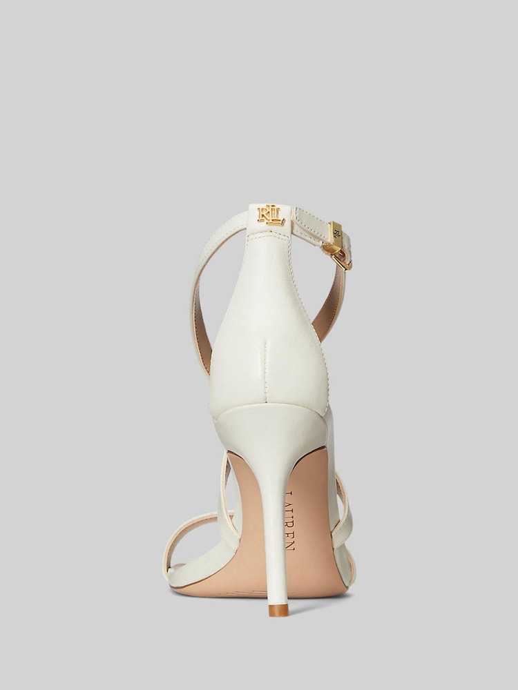 Lauren Ralph Lauren Cream Gabriele Nappa Leather Heeled Sandals - Image 2 of 5