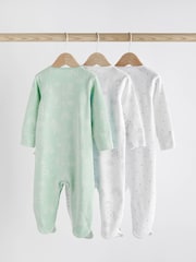 Mint Green Essential Cotton Baby Sleepsuits 3 Pack (0-2yrs) - Image 2 of 12