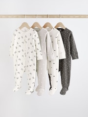 Monochrome 4 Pack Baby Printed Long Sleeve Sleepsuits (0-2yrs) - Image 1 of 13