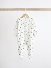 Monochrome 4 Pack Baby Printed Long Sleeve Sleepsuits (0-2yrs) - Image 5 of 13