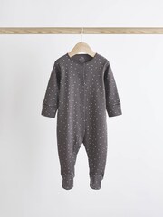 Monochrome 4 Pack Baby Printed Long Sleeve Sleepsuits (0-2yrs) - Image 6 of 13