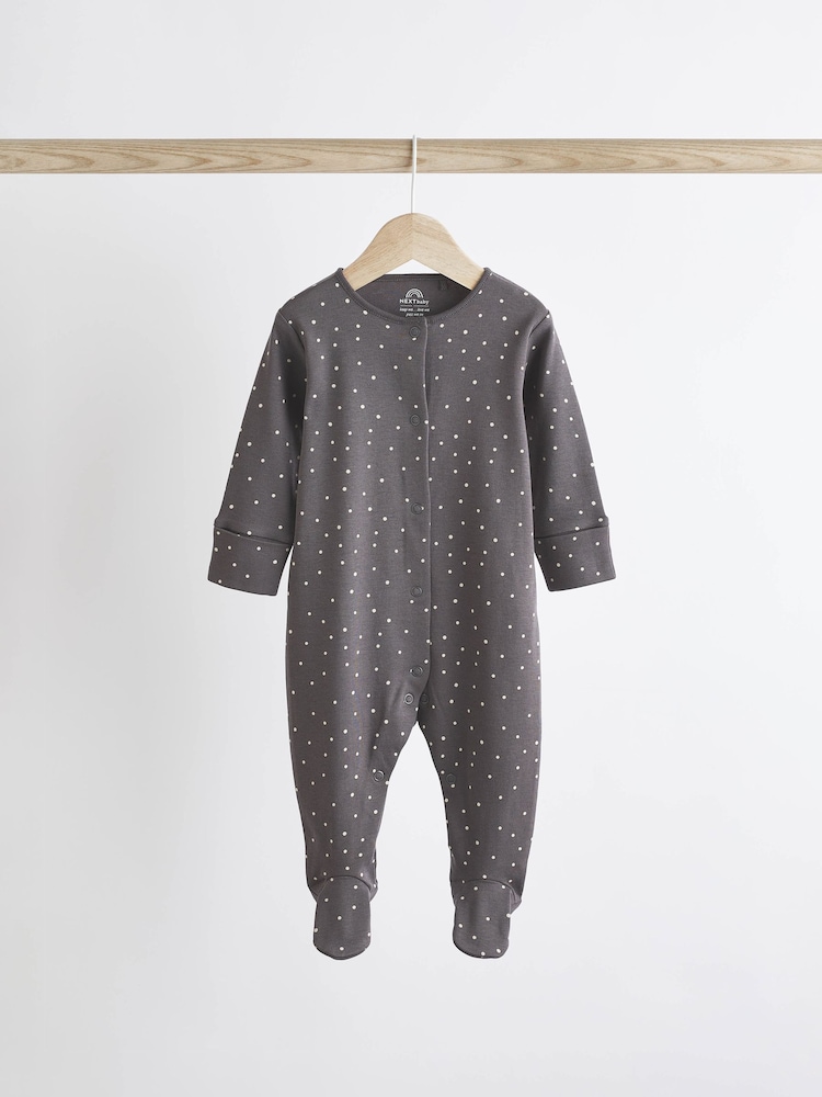 Monochrome 4 Pack Baby Printed Long Sleeve Sleepsuits (0-2yrs) - Image 6 of 13