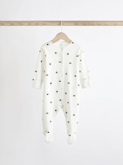 Monochrome 4 Pack Baby Printed Long Sleeve Sleepsuits (0-2yrs) - Image 7 of 13