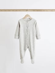 Monochrome 4 Pack Baby Printed Long Sleeve Sleepsuits (0-2yrs) - Image 8 of 13