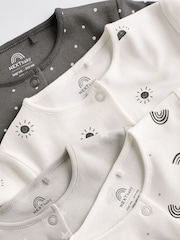 Monochrome 4 Pack Baby Printed Long Sleeve Sleepsuits (0-2yrs) - Image 9 of 13