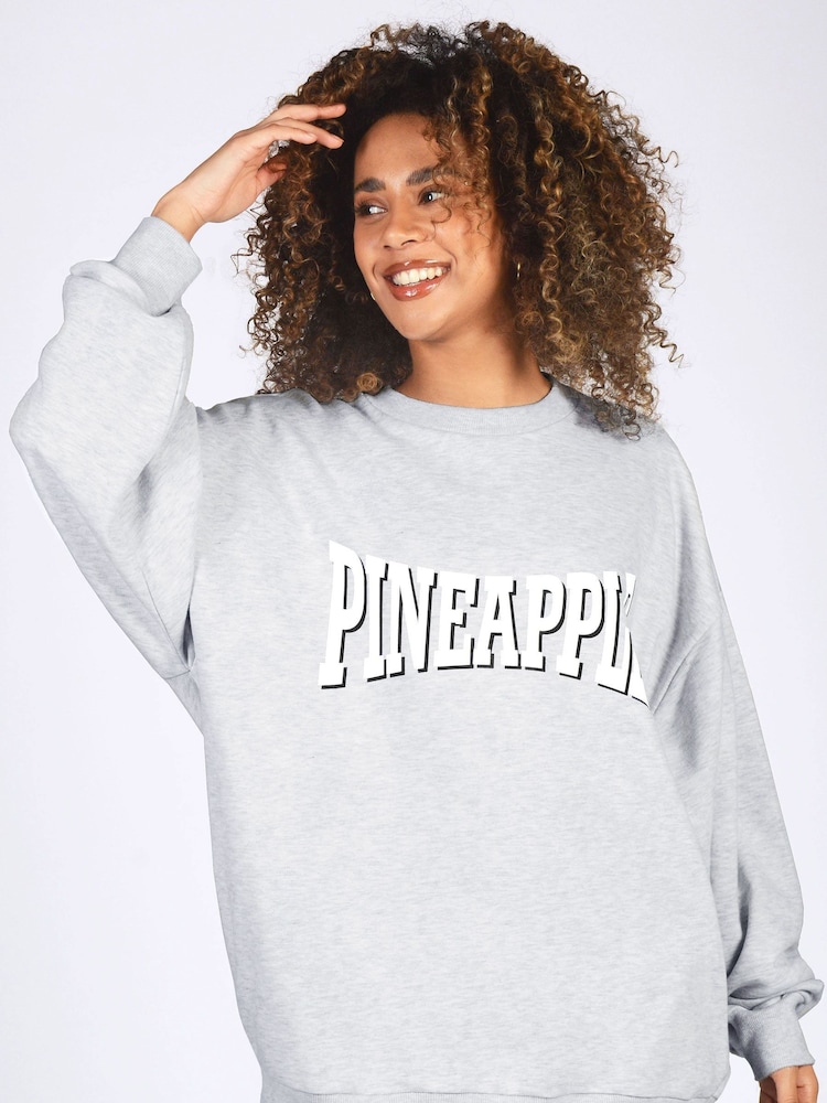 Pineapple Grey Oversized Logo Sweat Top - Image 1 of 5