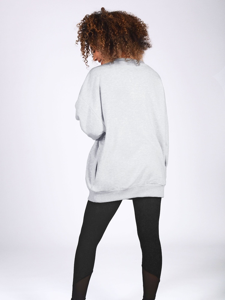 Pineapple Grey Oversized Logo Sweat Top - Image 2 of 5