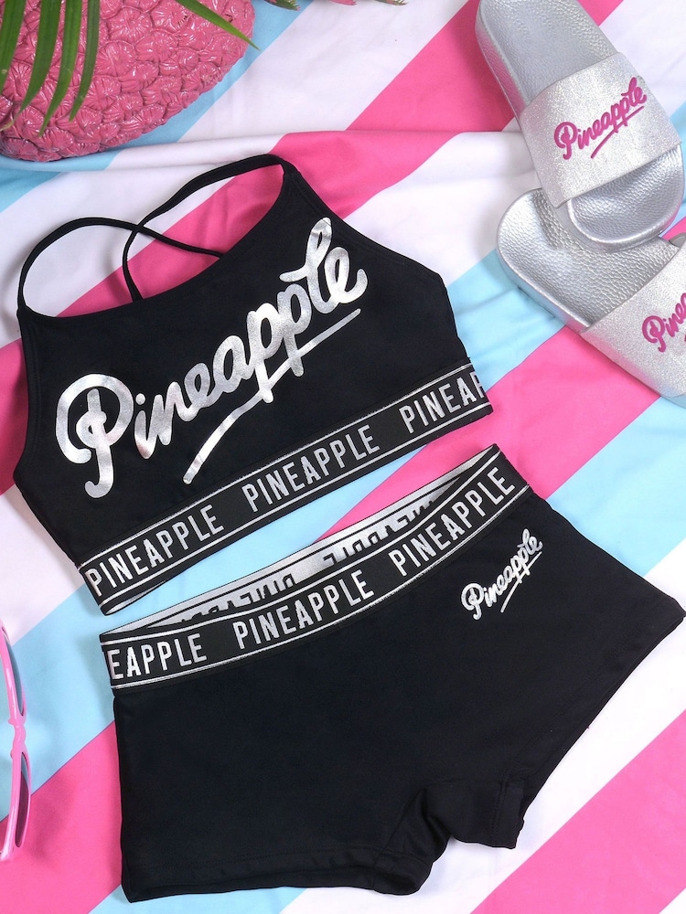 Pineapple Black Jacquard Girls 2 Piece Bikini Set - Image 5 of 5