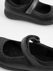 Matt Black Narrow Fit (E) School Leather Brogue Detail Mary Jane Shoes - Image 4 of 4