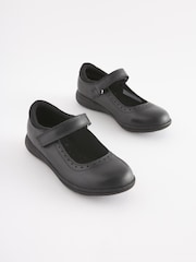 Navy Blue Standard Fit (F) School Leather Brogue Detail Mary Jane Shoes - Image 1 of 6