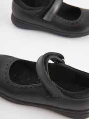 Navy Blue Standard Fit (F) School Leather Brogue Detail Mary Jane Shoes - Image 6 of 6