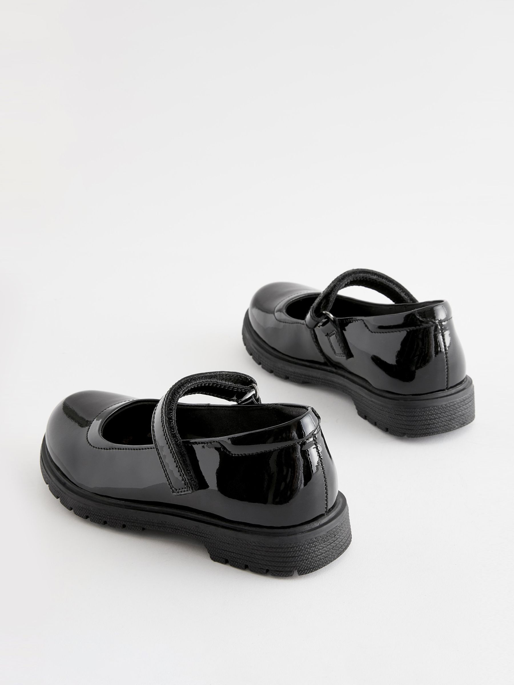 Buy Black Patent Wide Fit (G) School Leather Chunky Mary Jane