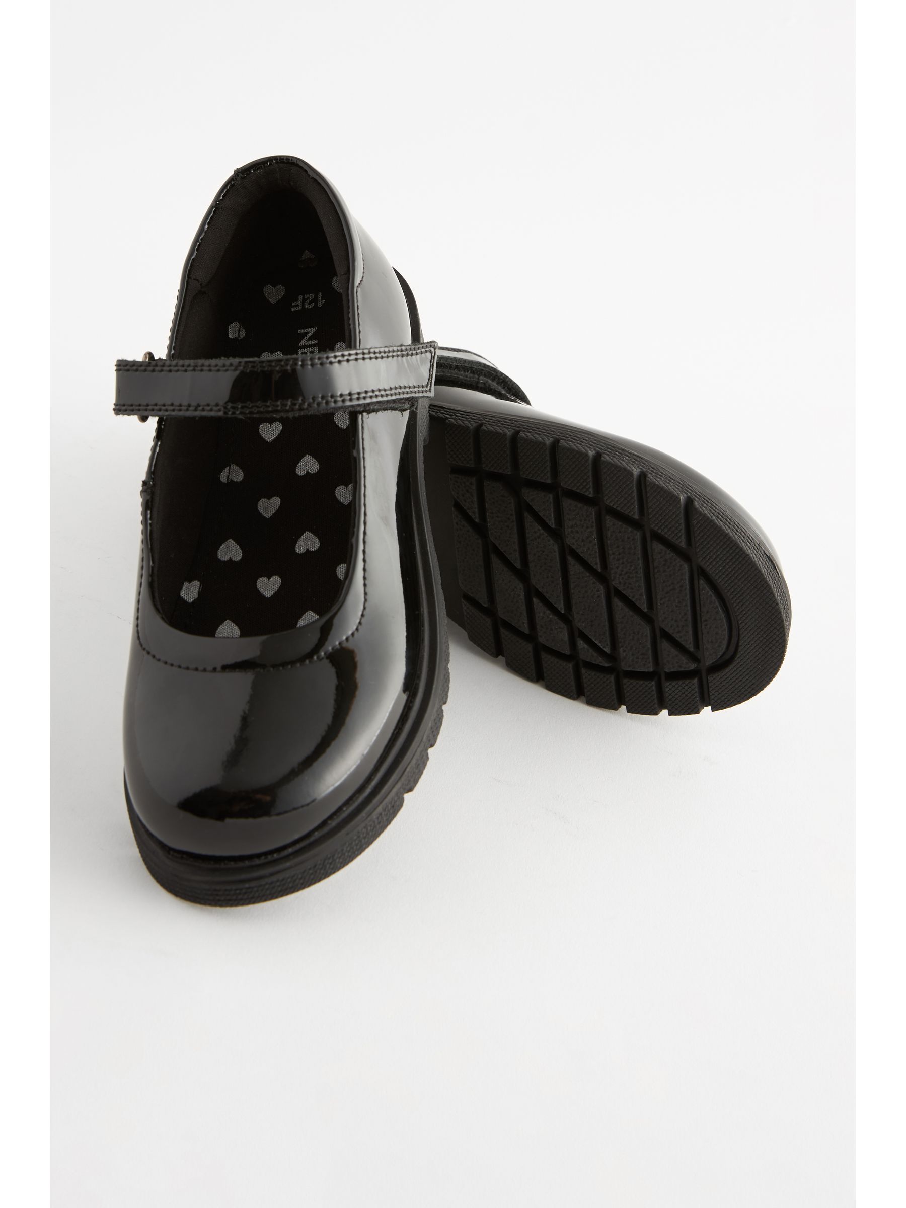 Black Patent Wide Fit G School Leather Chunky Mary Jane Shoes