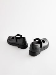 Matt Black Standard Fit (F) School Leather Chunky Mary Jane Shoes - Image 6 of 7