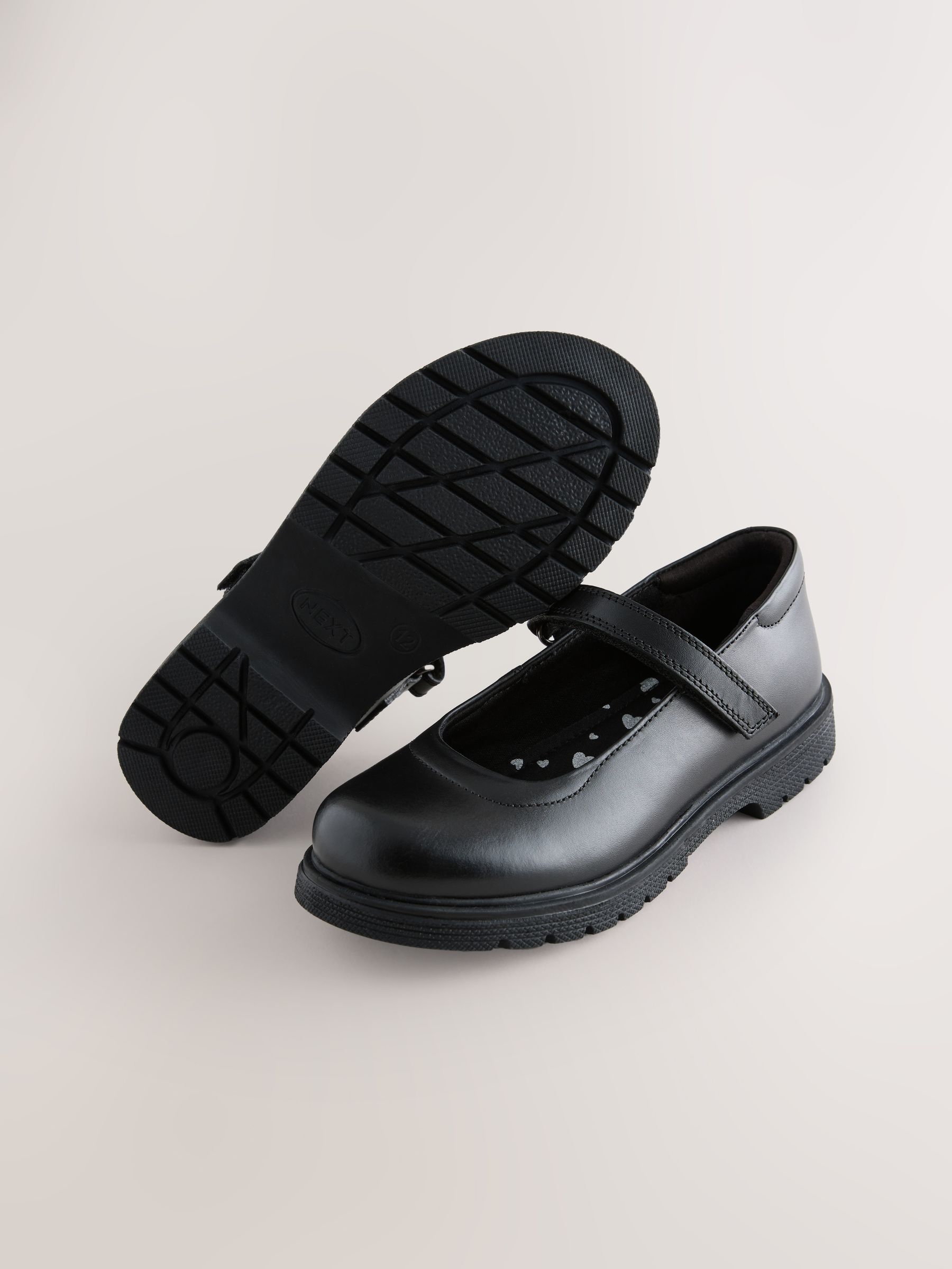 Buy Matt Black Standard Fit (F) School Leather Chunky Mary Jane