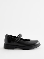 Matt Black Wide Fit (G) School Leather Chunky Mary Jane Shoes - Image 2 of 7
