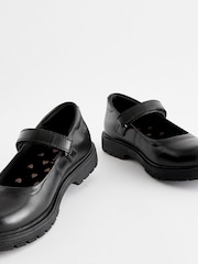 Matt Black Wide Fit (G) School Leather Chunky Mary Jane Shoes - Image 5 of 7