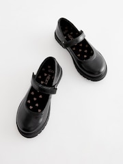 Matt Black Wide Fit (G) School Leather Chunky Mary Jane Shoes - Image 7 of 7