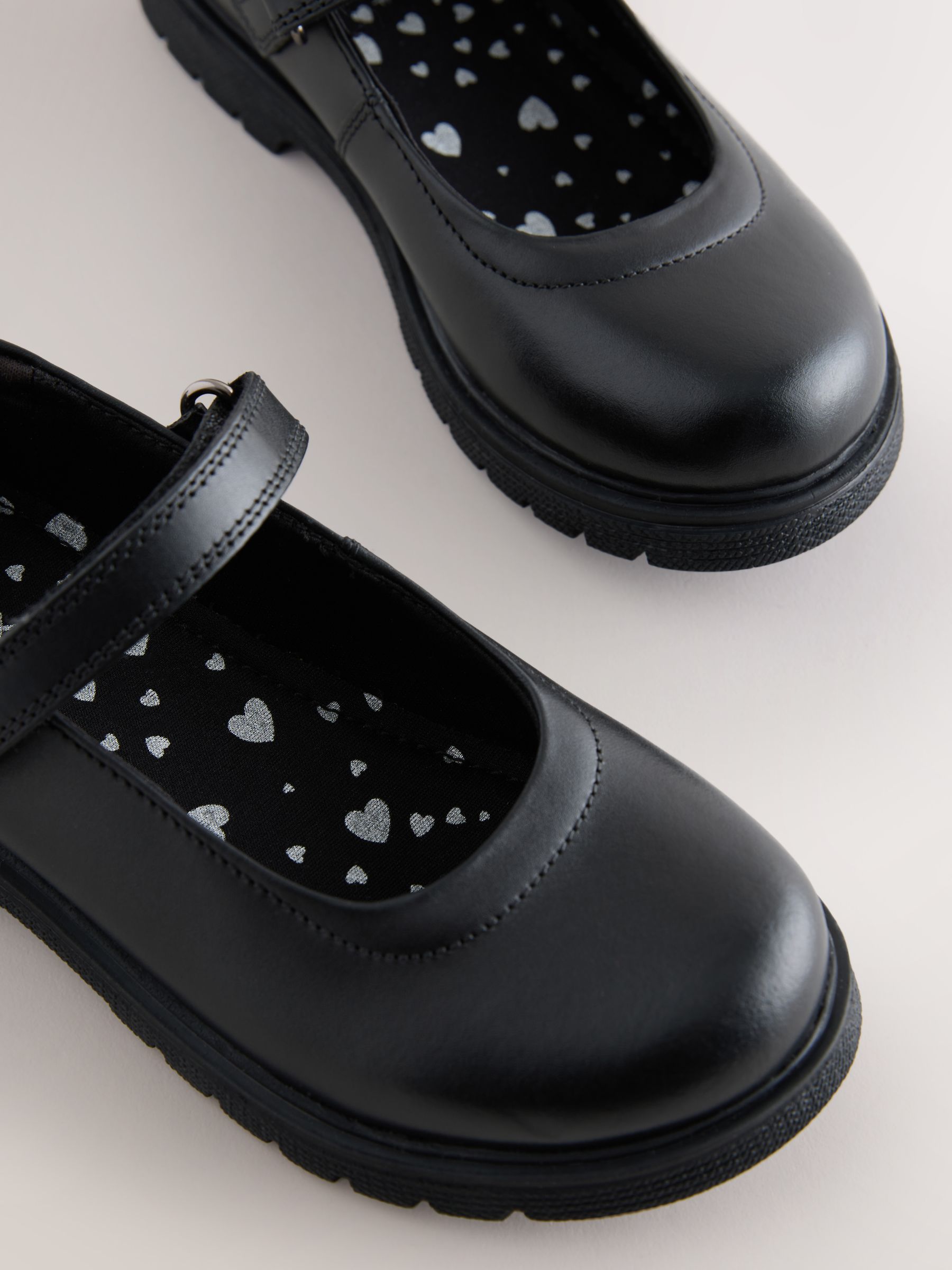 Buy Matt Black Wide Fit (G) School Leather Chunky Mary Jane Shoes