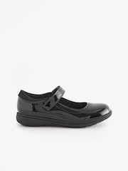 Black Patent Standard Fit (F) School Leather Brogue Detail Mary Jane Shoes - Image 2 of 6