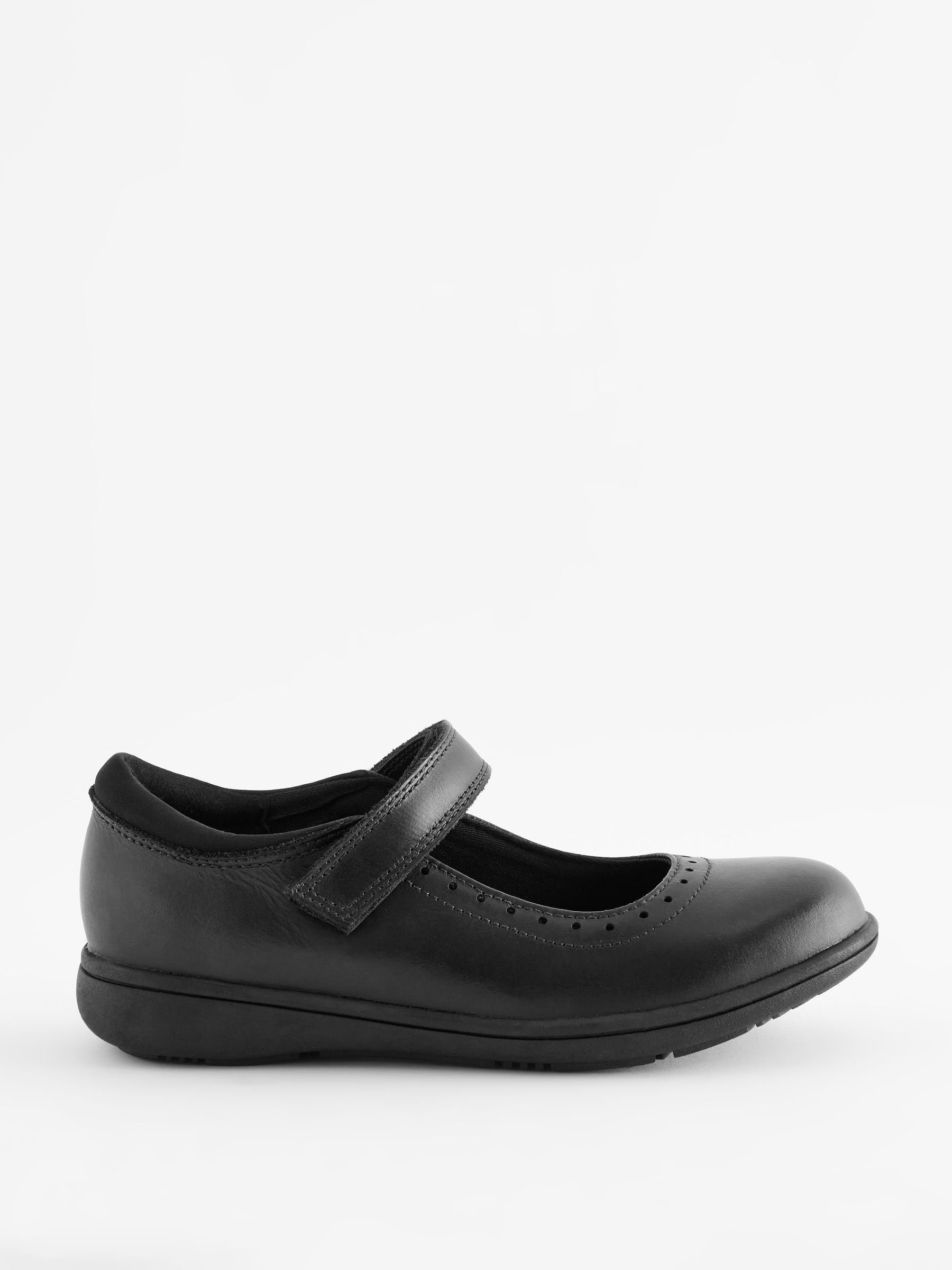 Buy Matt Black Wide Fit (G) School Leather Brogue Detail
