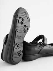 Matt Black Standard Fit (F) School Leather Brogue Detail Mary Jane Shoes - Image 5 of 6