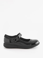Black Patent Narrow Fit (E) School Leather Brogue Detail Mary Jane Shoes - Image 2 of 6
