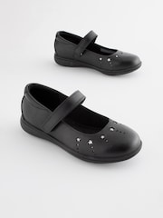 Black School Leather Star Mary Jane Shoes - Image 1 of 6