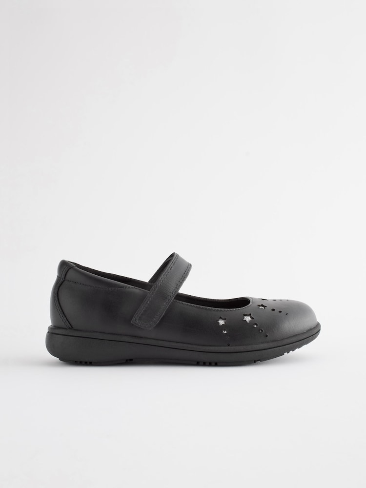 Black School Leather Star Mary Jane Shoes - Image 2 of 6