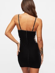 Ann Summers Hollywood Samtkleid mit Strassbesatz, Schwarz - Bild 2 von 3