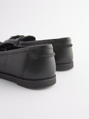 Matt Black Standard Fit (F) School Leather Tassel Loafers - Image 3 of 6