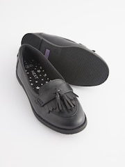 Mattschwarz - Quastenslipper aus Leder für die Schule - Bild 3 von 6