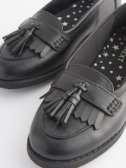 Mattschwarz - Quastenslipper aus Leder für die Schule - Bild 4 von 6