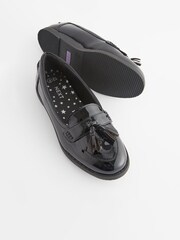 Black Patent Standard Fit (F) School Leather Tassel Loafers - Image 4 of 5