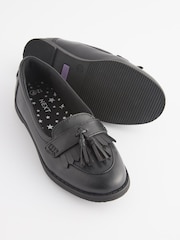 Matt Black Wide Fit (G) School Leather Tassel Loafers - Image 4 of 6