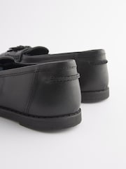 Matt Black Wide Fit (G) School Leather Tassel Loafers - Image 5 of 6