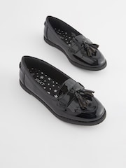 Black Patent Narrow Fit (E) School Leather Tassel Loafers - Image 1 of 5